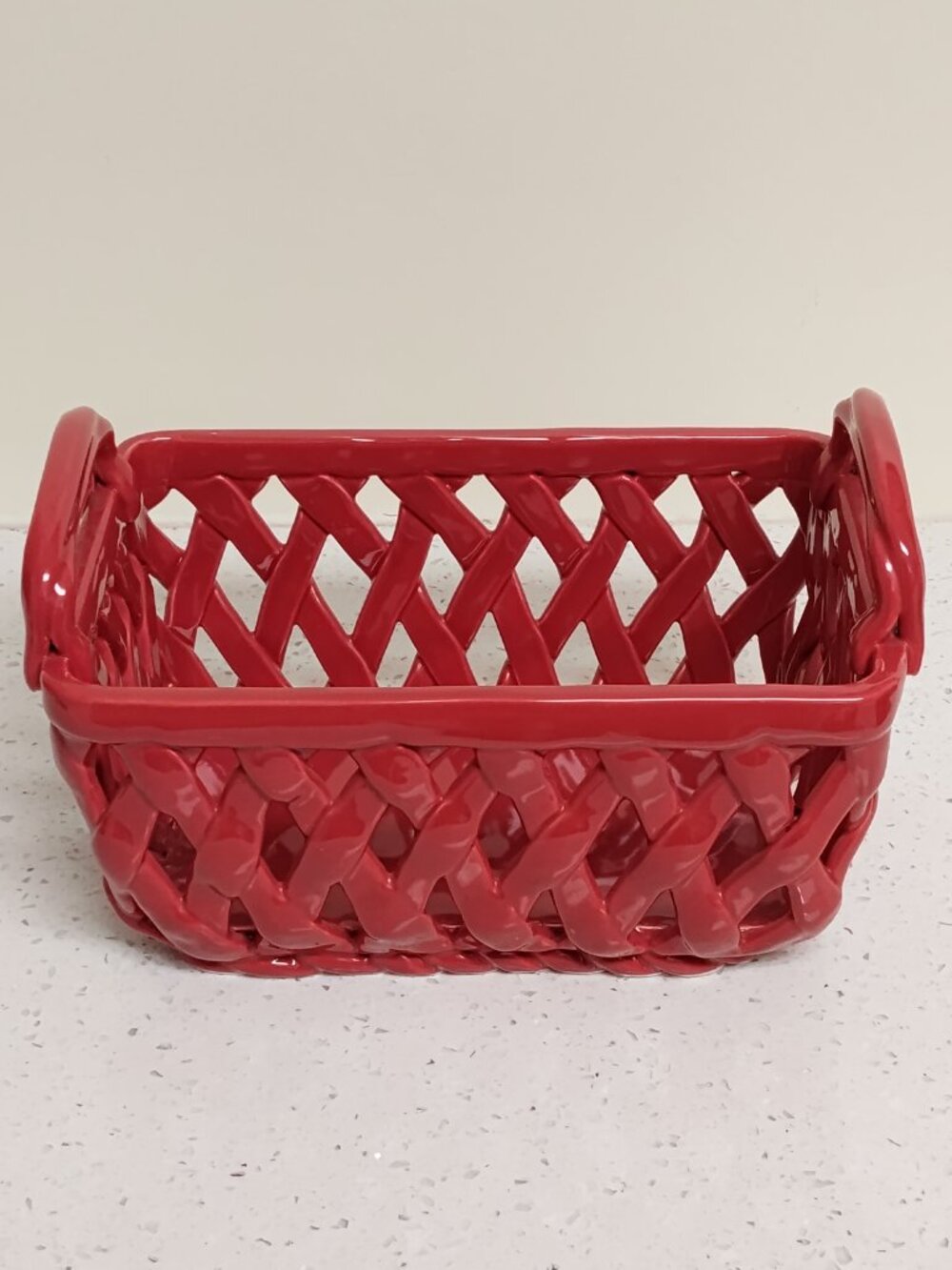 Red Ceramic Basket Woven